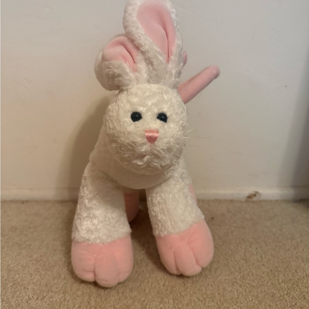 Bestever White and Pink Plush Bunny Handbag 11 inches